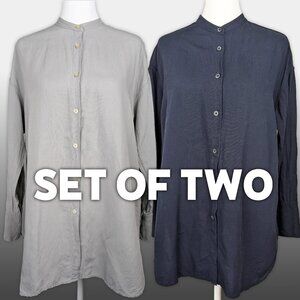 UNIQLO – Set of 2 Oversized Linen-Blend Button-Up Shirts (Size XXS – Fit Like M)
